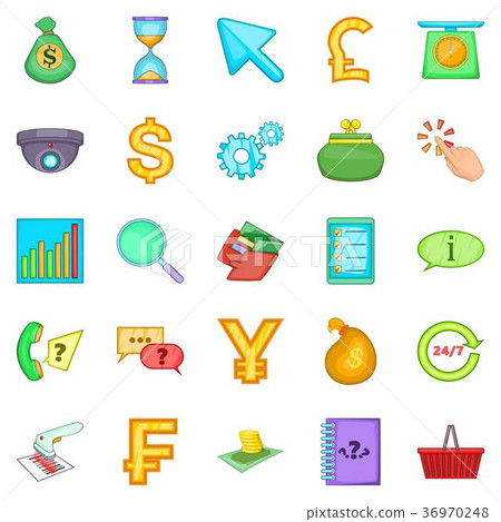 Coin icons set, cartoon style 36970248