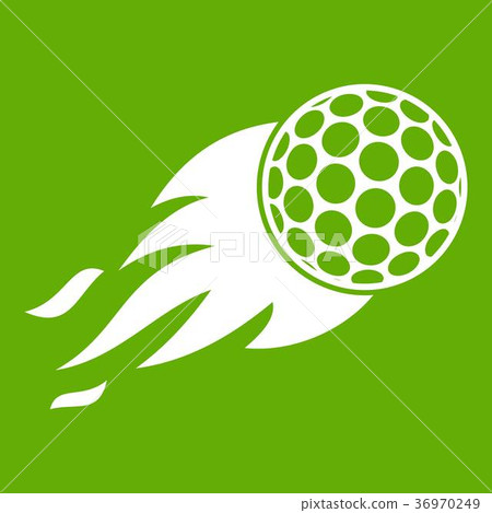 Burning golf ball icon green 36970249