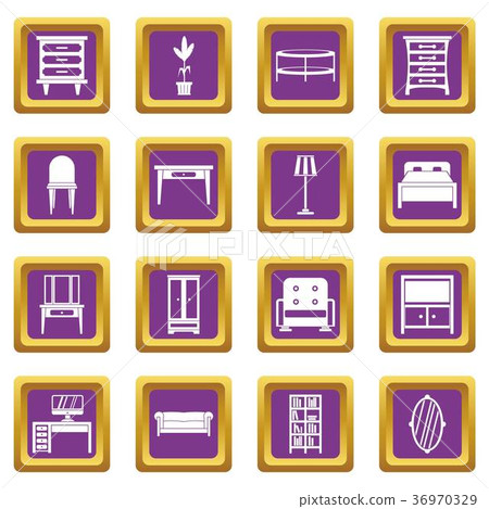 Furniture icons set purple 36970329
