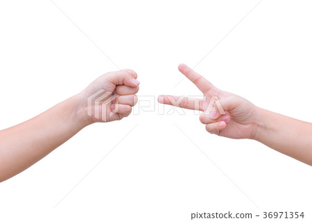 two hands playing rock paper scissors isolated two hands playing rock paper scissors isolated 36971354