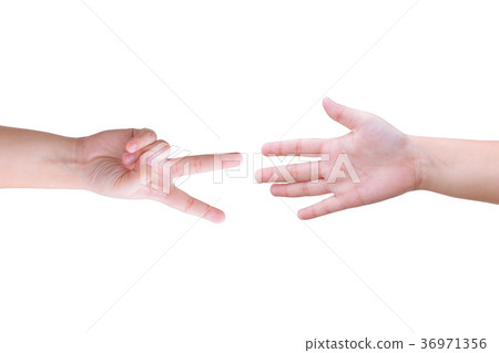 two hands playing rock paper scissors isolated two hands playing rock paper scissors isolated 36971356