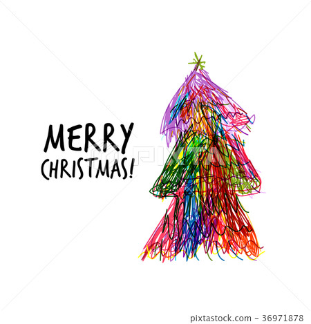 Doodle christmas tree for your design Doodle christmas tree for your design 36971878