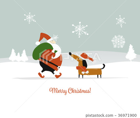 Santa Claus with dog, symbol of 2018. Christmas 36971900