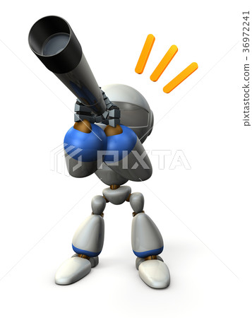 Cute robot looking through a telescope Cute robot looking through a telescope 36972241
