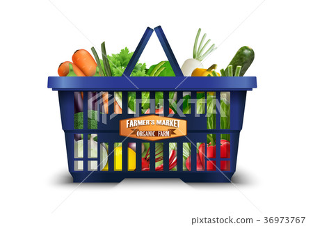 Natural organic vegetable in shopping basket with Natural organic vegetable in shopping basket with 36973767