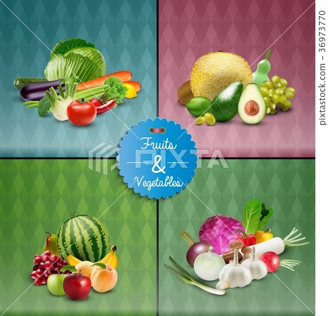 Fruits And Vegetable Poster Design Set Stock Vector   Illustration Of