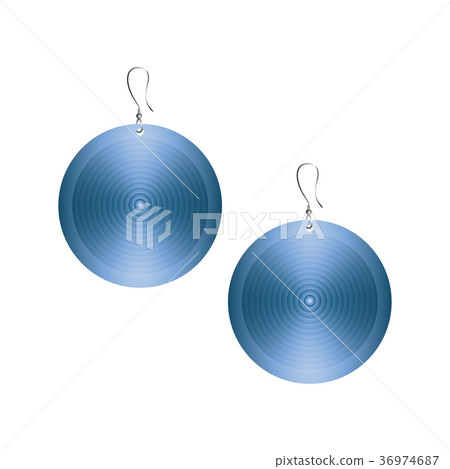 Metallic blue earrings isolated 36974687