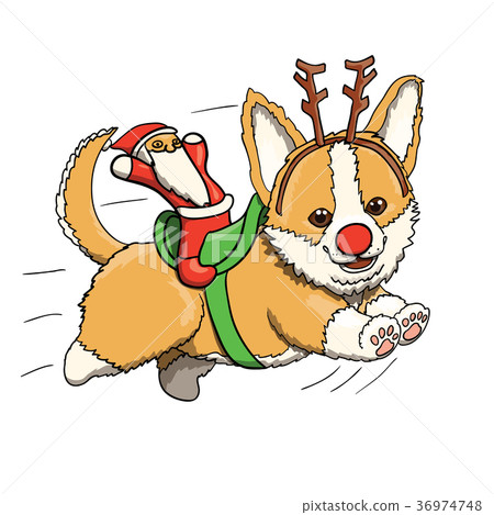 Corgi Puppy Reindeer With Santa Toy 36974748
