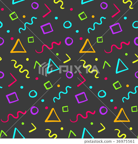 Hipster seamless pattern with color shapes-插圖素材 [36975561] - PIXTA圖庫