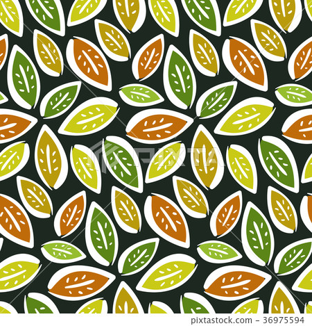 Autumn seamless pattern with hand drawn leaves - Stock Illustration ...