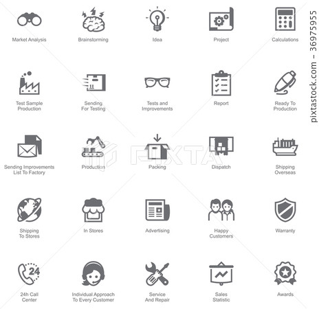 Manufacturing and distribution icon set Manufacturing and distribution icon set 36975955