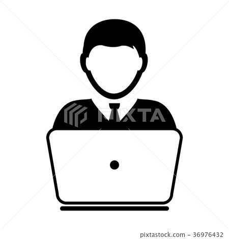 User Icon Vector With Laptop Computer Male Person User Icon Vector With Laptop Computer Male Person 36976432