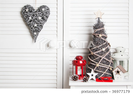 Christmas decoration on door background Christmas decoration on door background 36977179