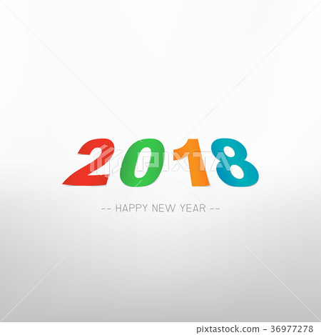 Happy New Year 2018. Modern design colourful paper Happy New Year 2018. Modern design colourful paper 36977278