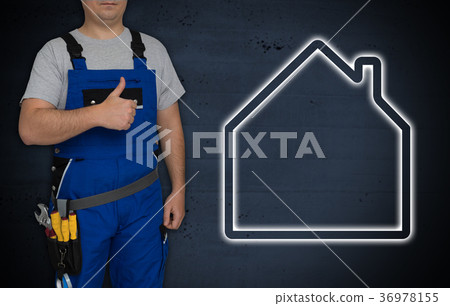 House and craftsman with thumbs up 36978155