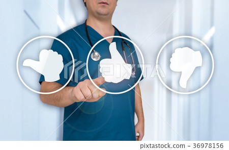 Thumb up icon concept and doctor with thumbs up 36978156
