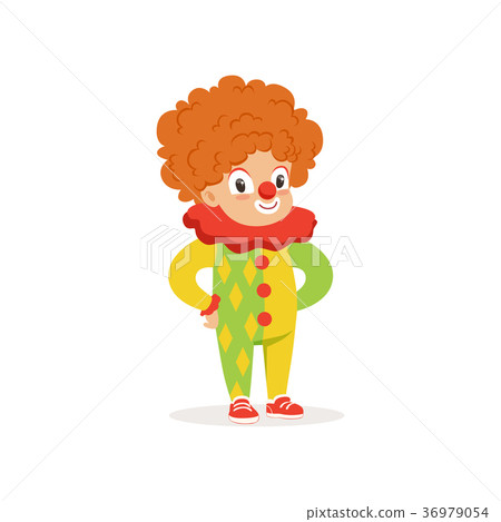 Little boy dressed as a clown, cute kid in Little boy dressed as a clown, cute kid in 36979054