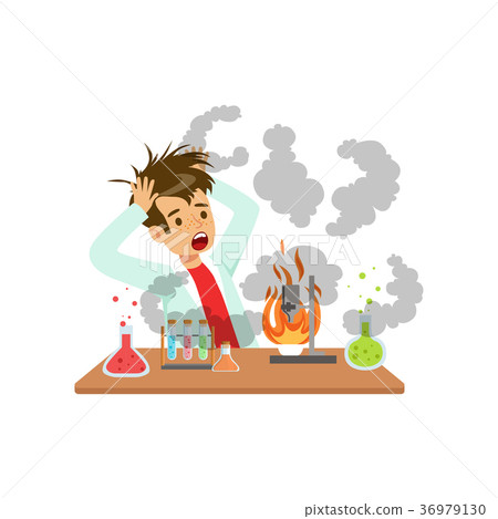 Boy after a failed chemical experiment, mixture Boy after a failed chemical experiment, mixture 36979130