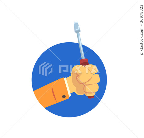 Hand holding screwdriver, technical service Hand holding screwdriver, technical service 36979322