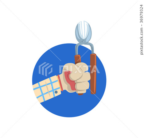 Hand holding pruner, symbol of the profession of a Hand holding pruner, symbol of the profession of a 36979324
