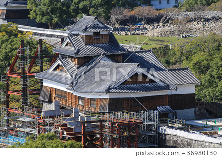 熊本城 熊本地震之后 图库照片