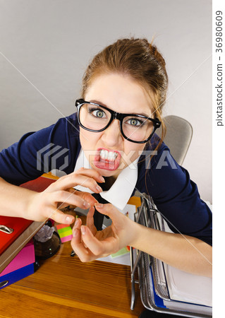 Angry mad bossy businesswoman being furious 36980609