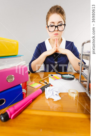 Business woman in office being focused 36980613