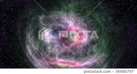 鮮豔細緻的外太空和銀河系紋理背景（無縫接圖，高分辨率 2D CG 渲染∕著色插圖） 36980797