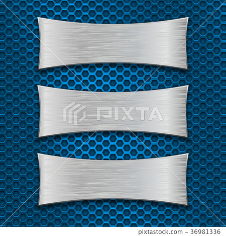 Blue metal perforated background with iron plates Blue metal perforated background with iron plates 36981336