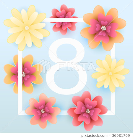 8 March. Mothers day greeting card with blooming 8 March. Mothers day greeting card with blooming 36981709