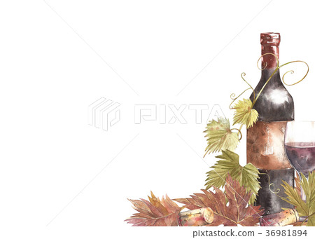 Strawberry leaves with flowers and ripe berries 36981894