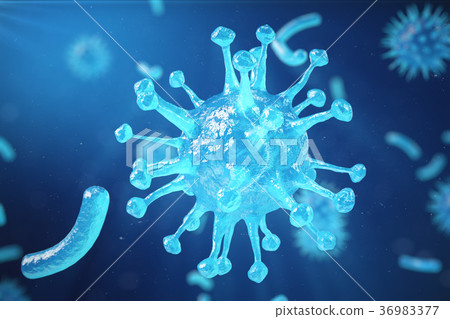 3d Illustration virus, bacteria, cell infected 36983377