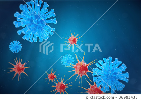 3d Illustration virus, bacteria, cell infected 36983433