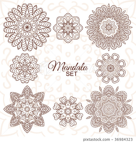 Mandala set. Round decorative ornaments Mandala set. Round decorative ornaments 36984323