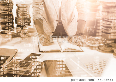 Business man on stock market financial trade  36985633