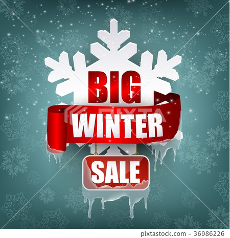 Winter sale background with red realistic ribbon b - Stock Illustration ...