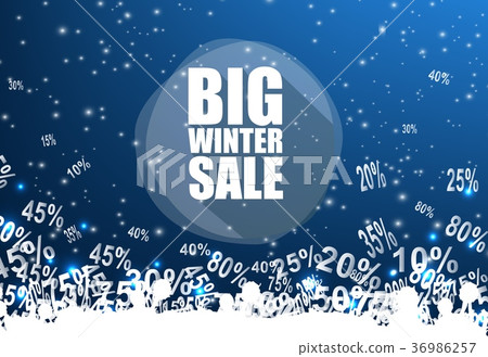 Big winter sale banner over blue background with d Big winter sale banner over blue background with d 36986257
