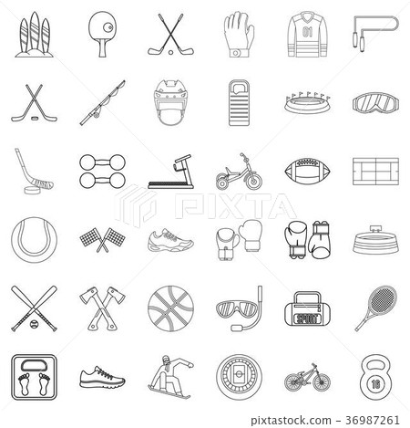 Active life icons set, outline style Active life icons set, outline style 36987261