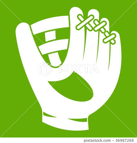Leather baseball glove icon green 36987268