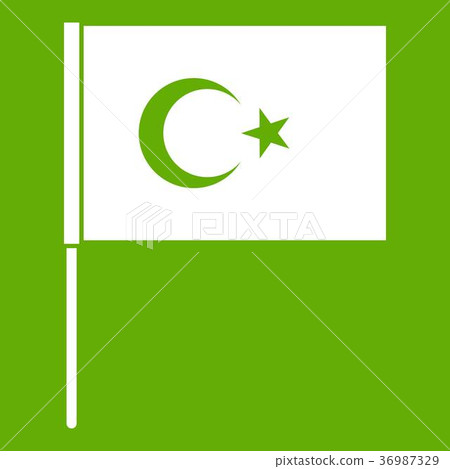 Turkish flag icon green 36987329