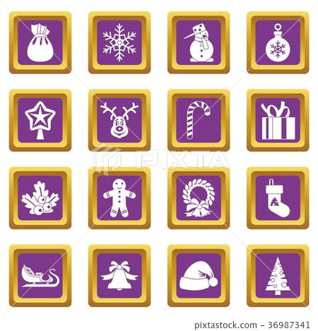 Christmas icons set purple Christmas icons set purple 36987341