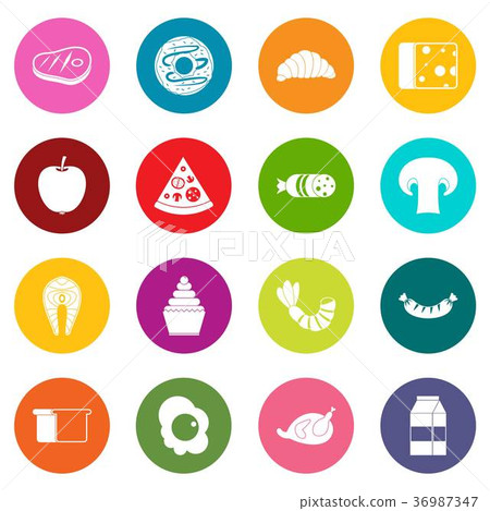 Food icons many colors set Food icons many colors set 36987347