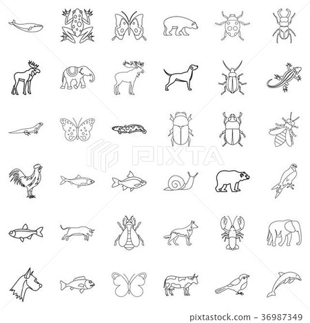 Animal icons set, outline style Animal icons set, outline style 36987349