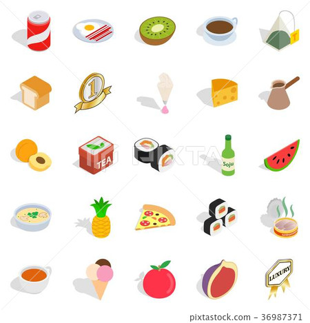 Soda water icons set, isometric style 36987371