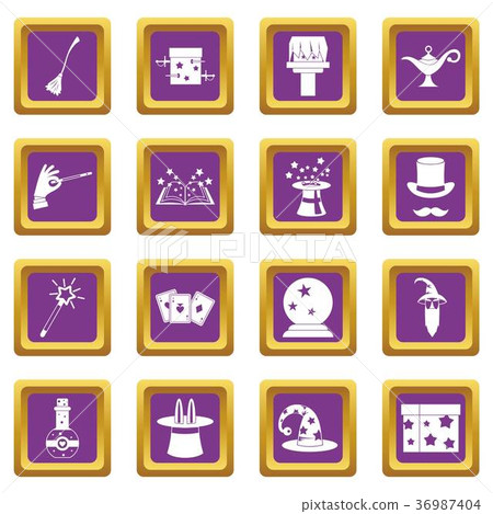 Magic icons set purple Magic icons set purple 36987404