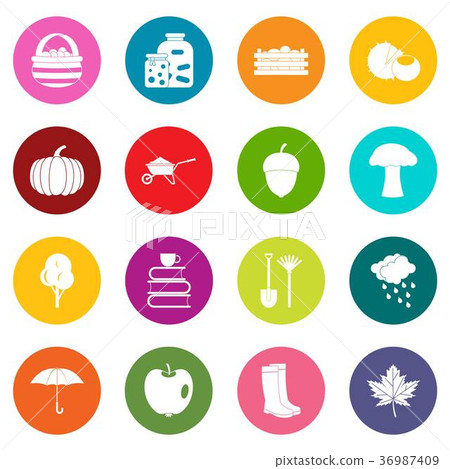 Autumn icons many colors set 36987409