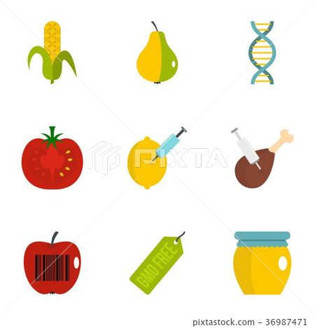 GMO laboratory icon set, flat style - Stock Illustration [36987471] - PIXTA
