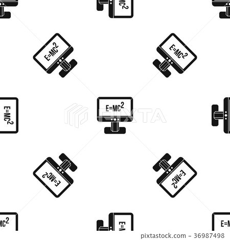 Monitor with Einstein formula pattern seamless black Monitor with Einstein formula pattern seamless black 36987498
