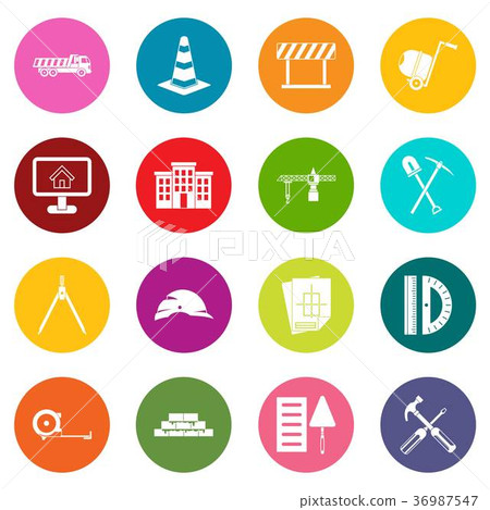 Construction icons many colors set Construction icons many colors set 36987547