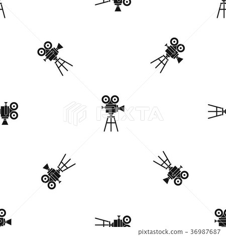 Retro film projector pattern seamless black Retro film projector pattern seamless black 36987687